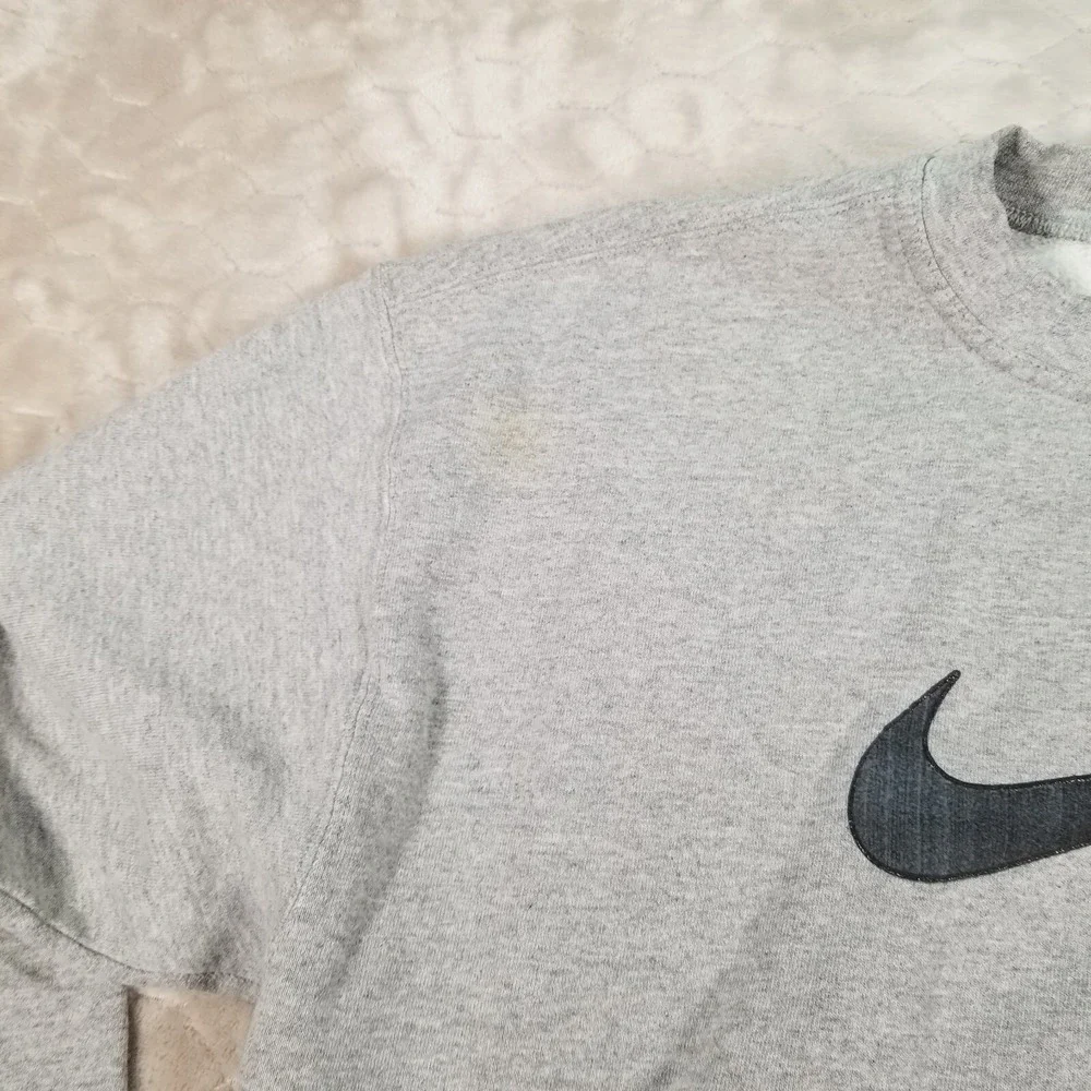 Rare VTG NIKE Big Swoosh Crewneck Sweatshirt 90s USA Made Sz Large STAINED‎ Look